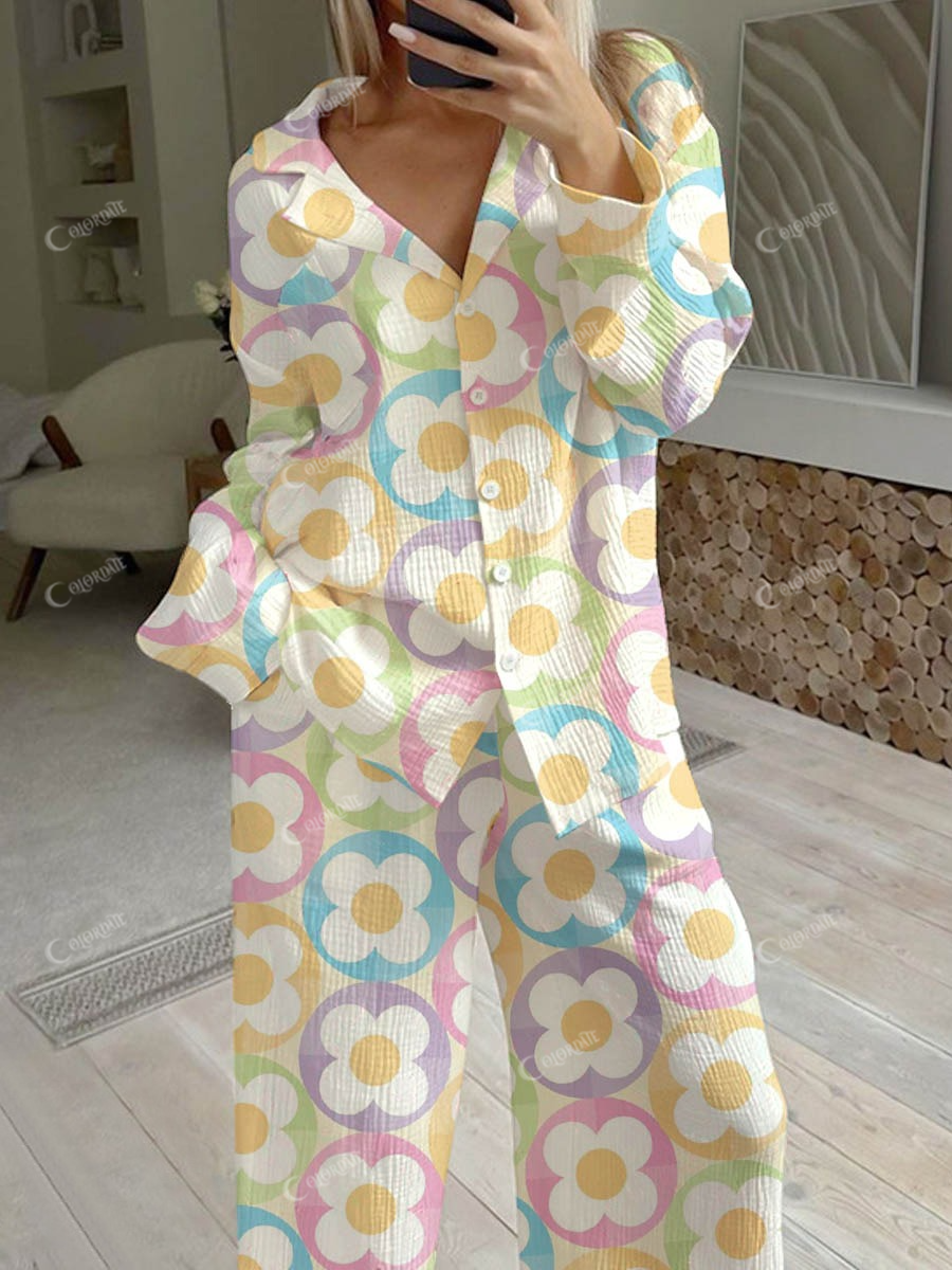 Women's Floral Print Casual Homewear Set