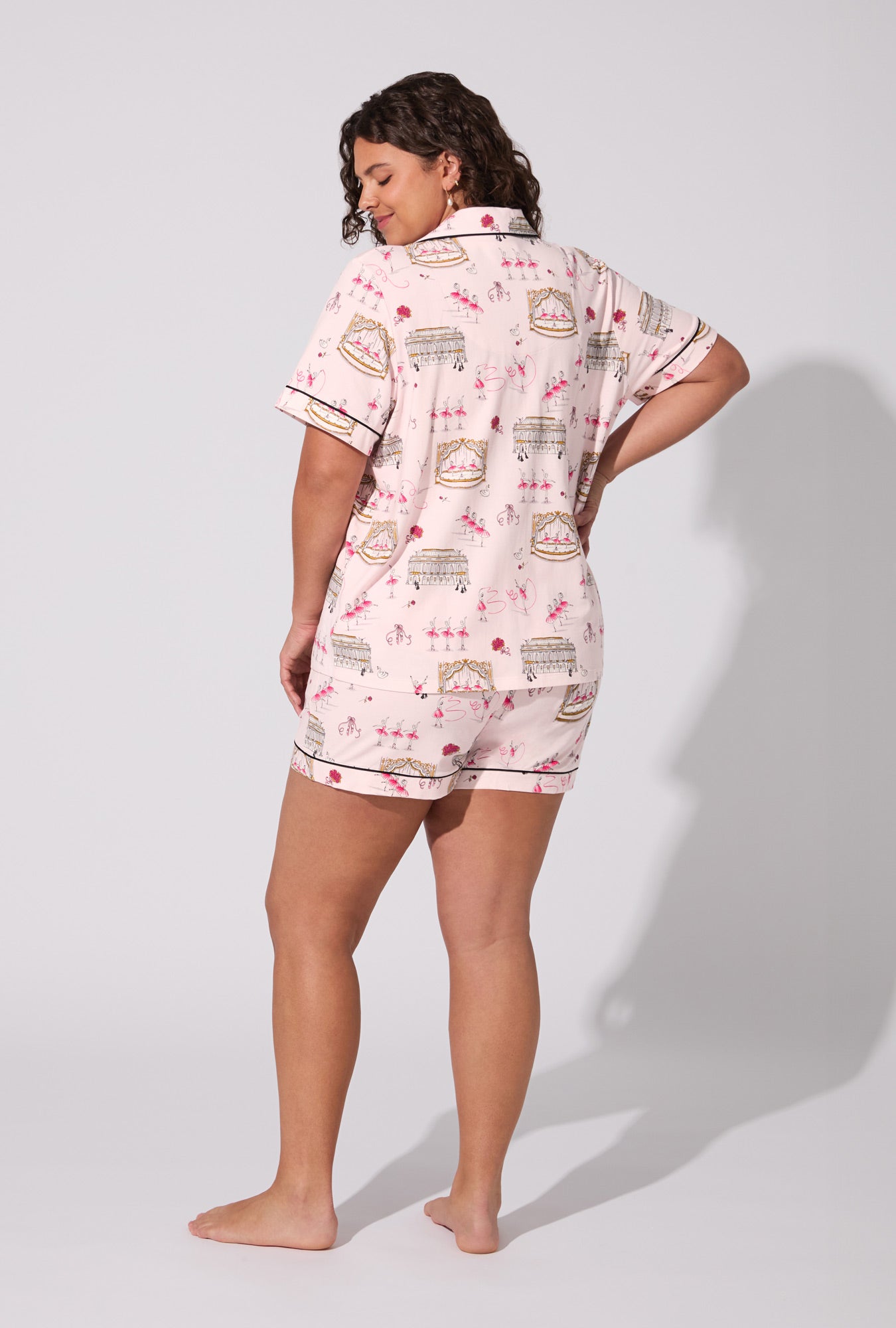 Swan Lake Short Sleeve Classic Shorty Satin PJ Set