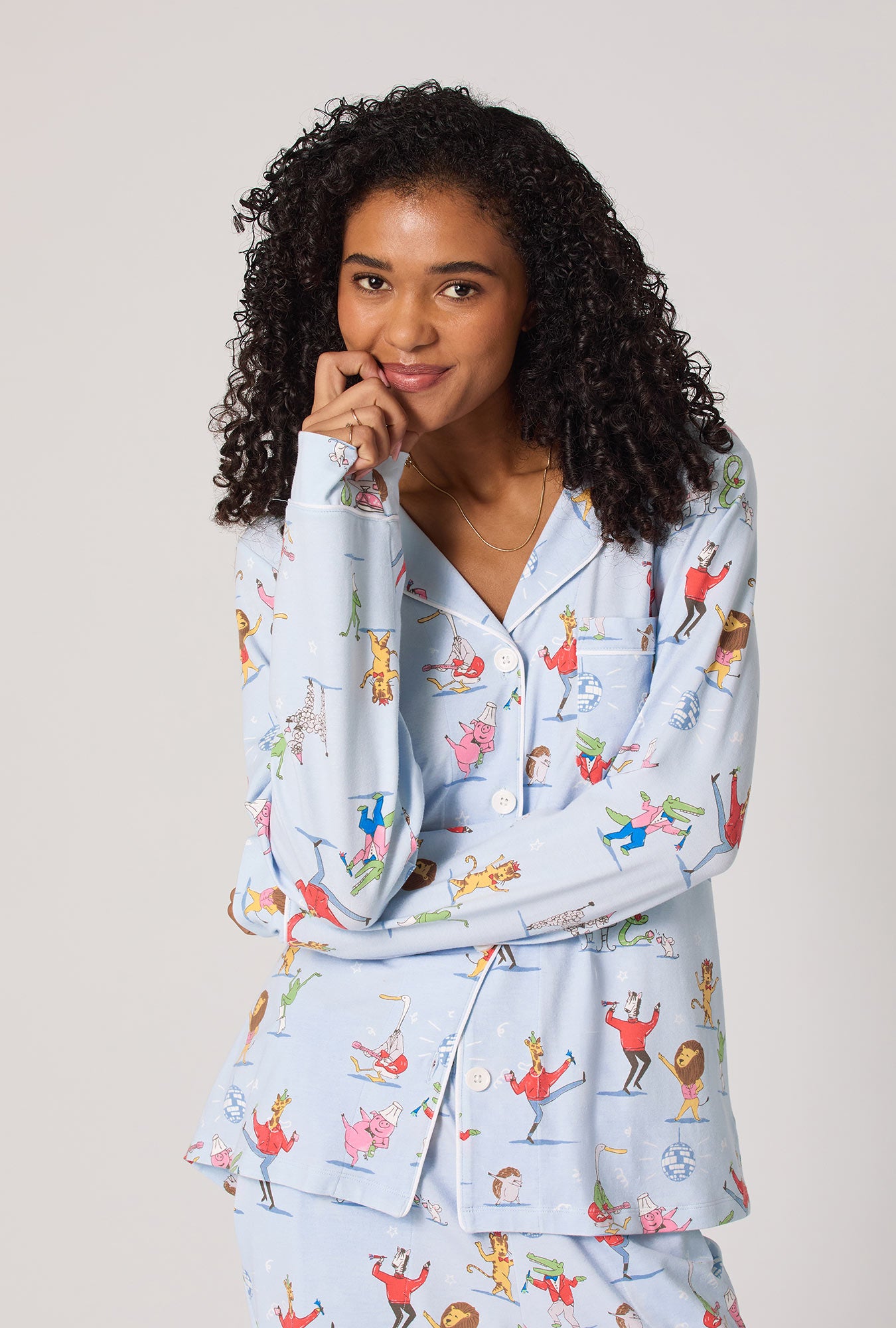 Till The Ball Drops Long Sleeve Classic Satin Pj Set