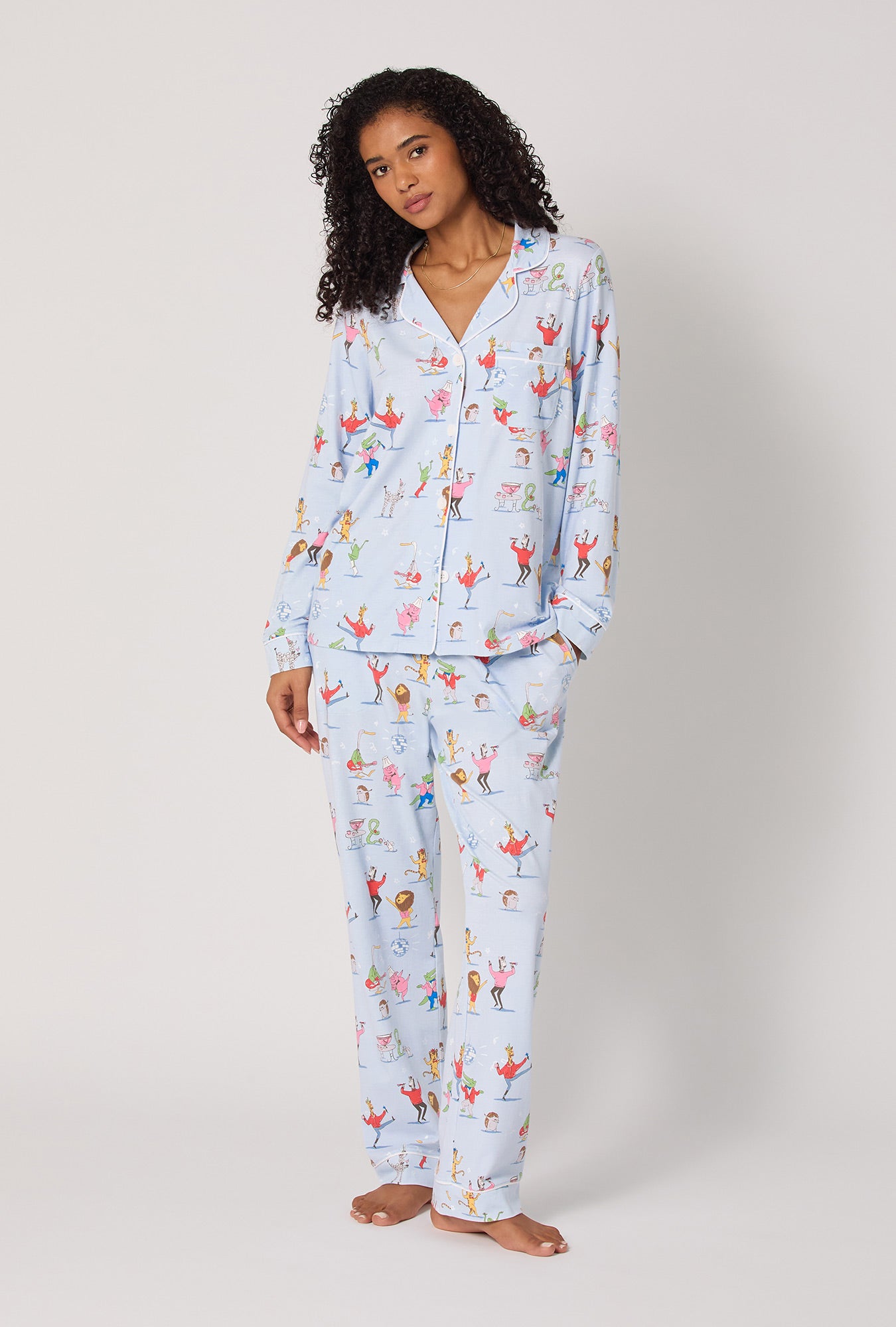 Till The Ball Drops Long Sleeve Classic Satin Pj Set