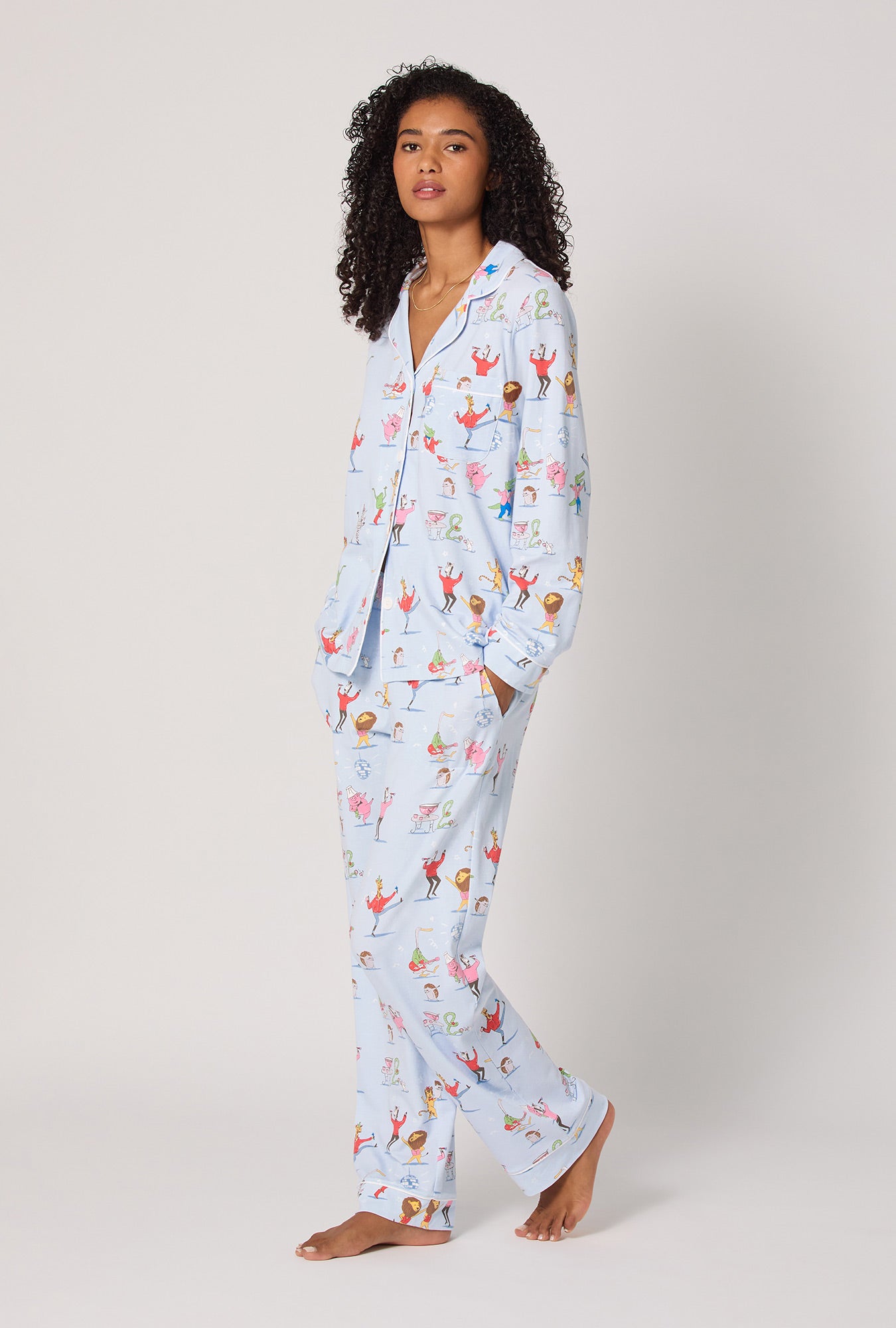 Till The Ball Drops Long Sleeve Classic Satin Pj Set