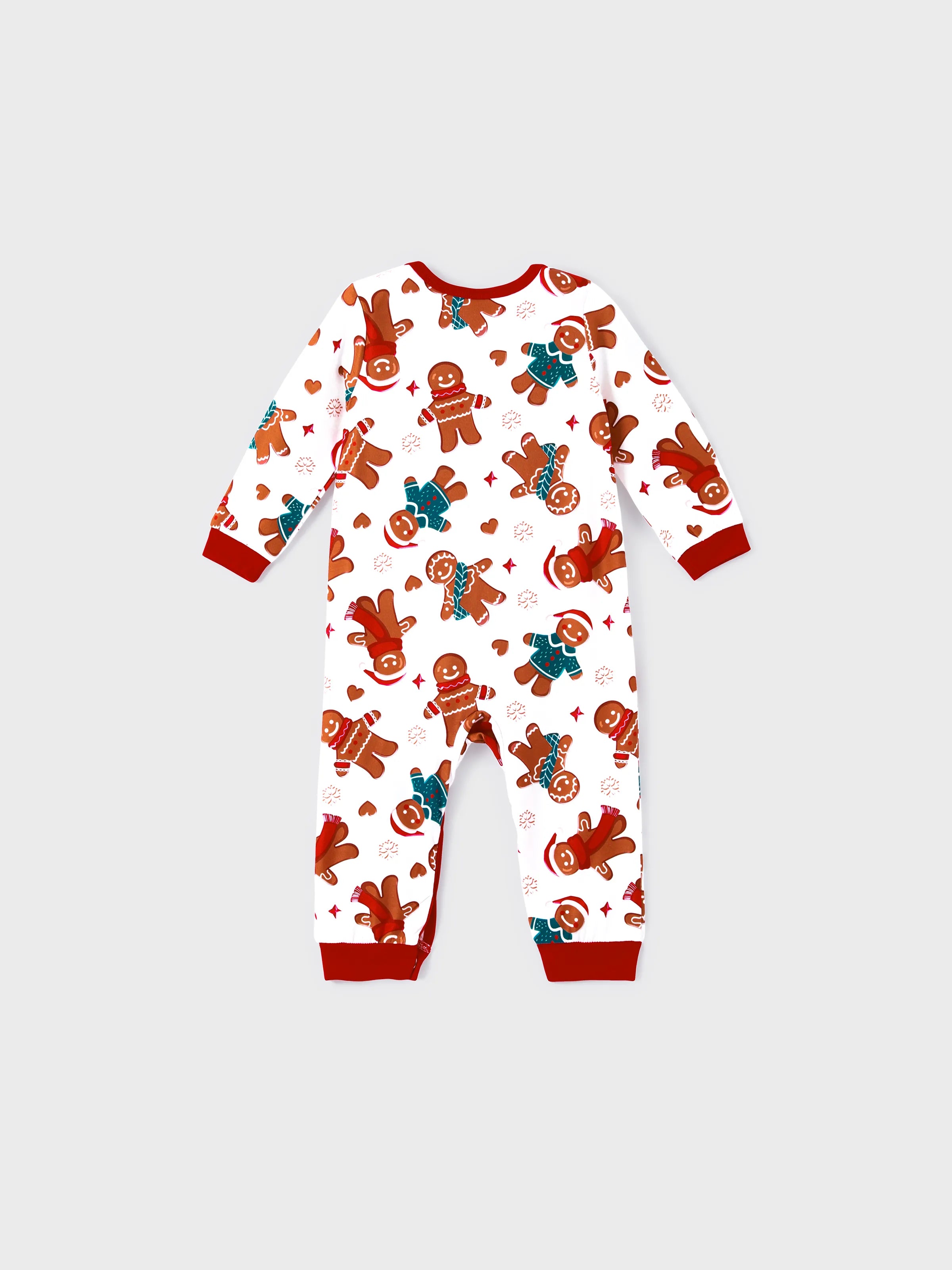 Christmas Family Matching Cartoon Gingerbread Man Allover Print Pajamas Sets