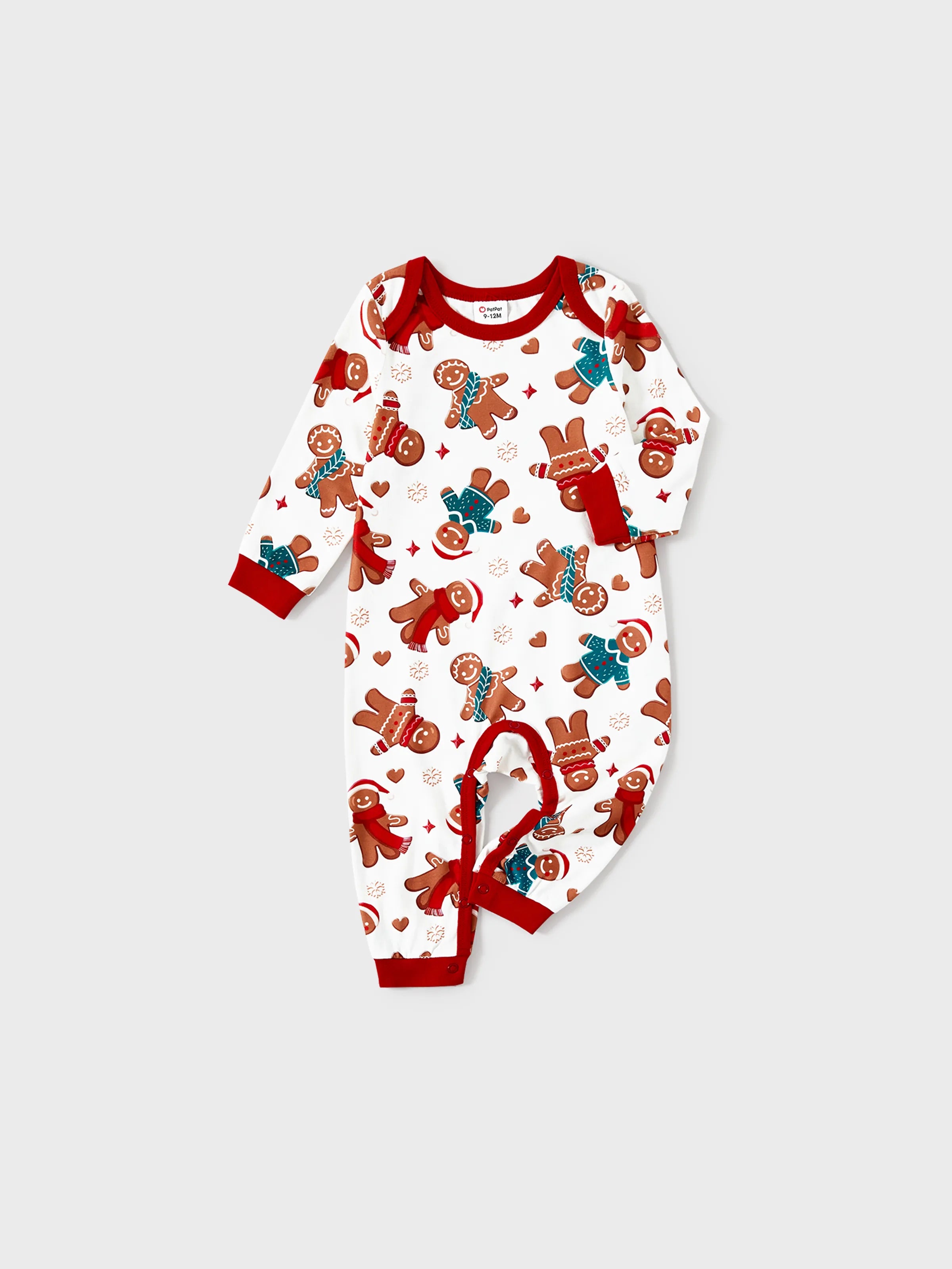 Christmas Family Matching Cartoon Gingerbread Man Allover Print Pajamas Sets