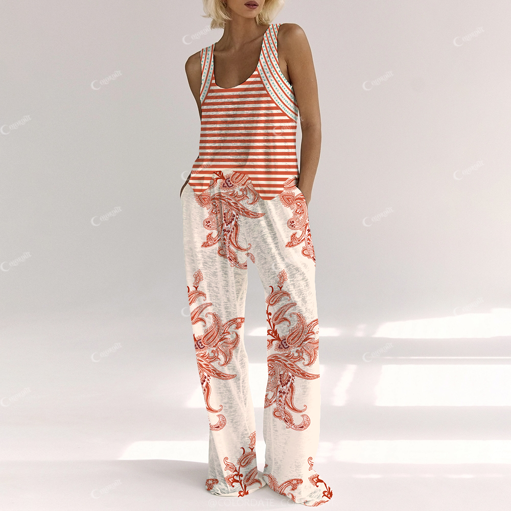 [Copy]Colordate Women's Sun Abstract Print Cotton Cardigan Homewear Set