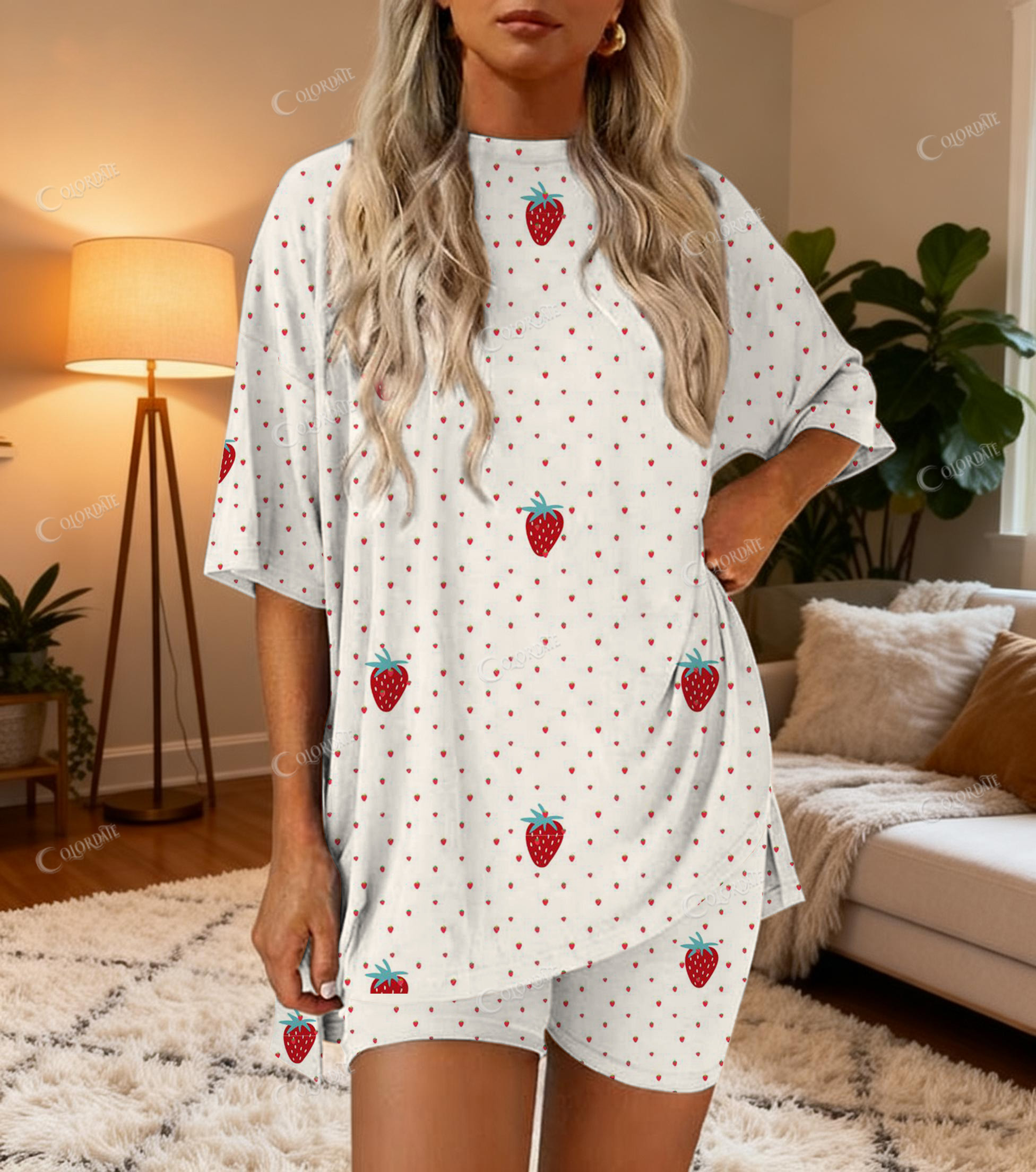 Strawberry Print Bamboo-Soft Lounge Set