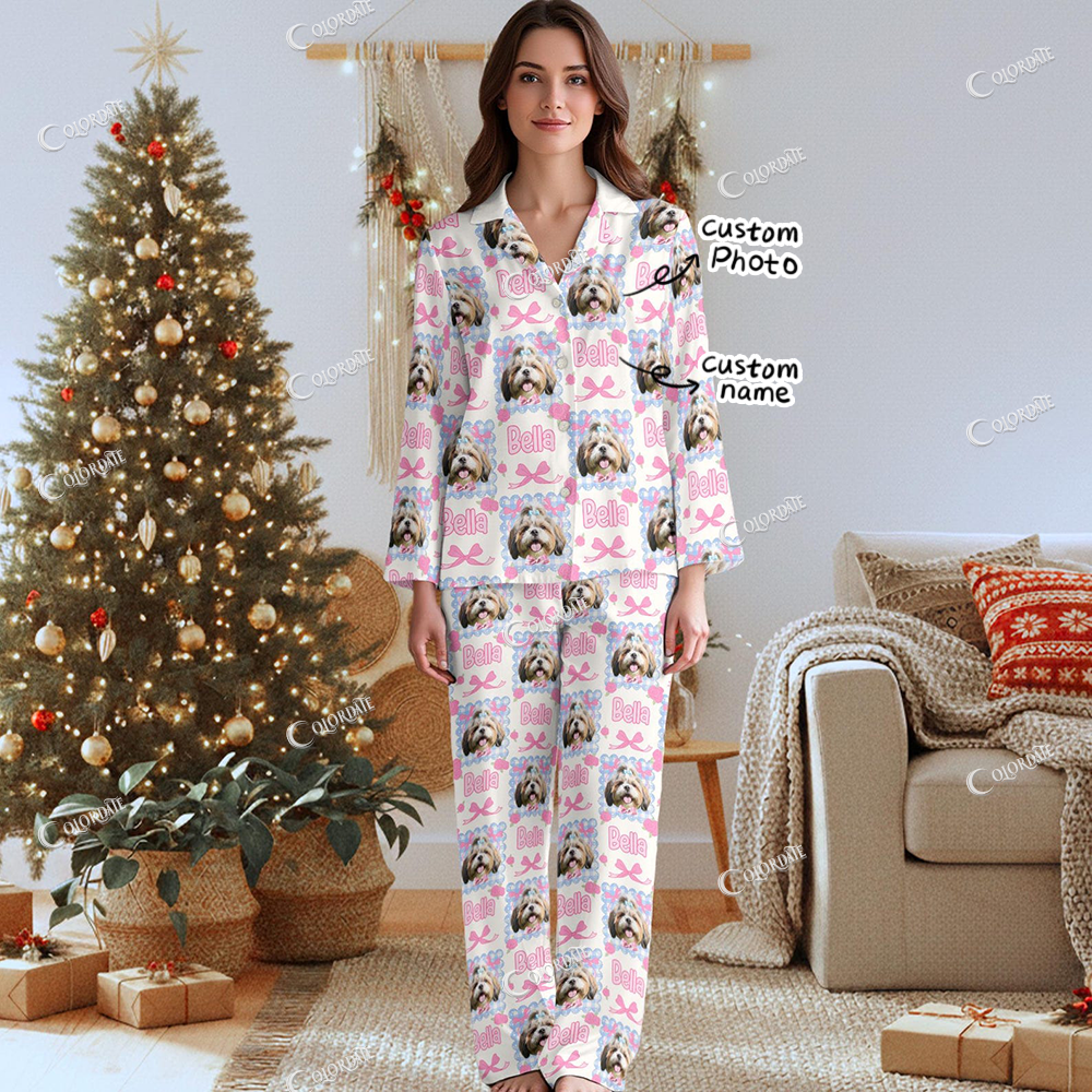 Custom Photo Women's Print Long Pajama Set 