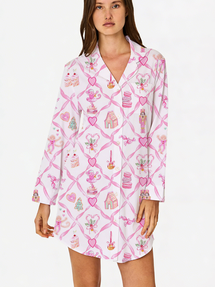 Pink Animal Floral Sleep Shirtdress