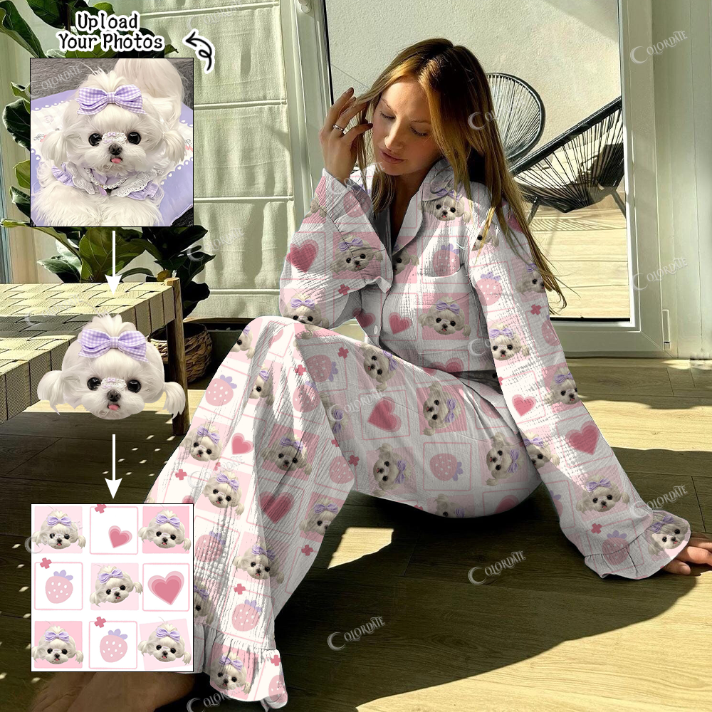 Addcustom Your Photos Women's Love And Strawberries Vintage Printed Suit