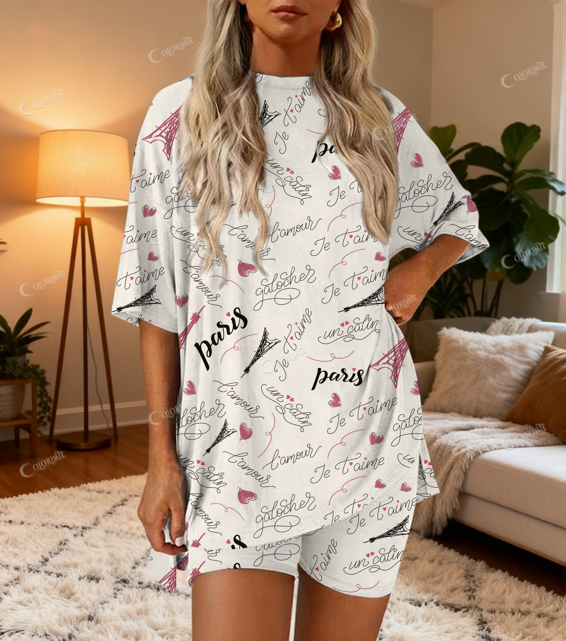 Eiffel Tower Print Bamboo-Soft Lounge Set