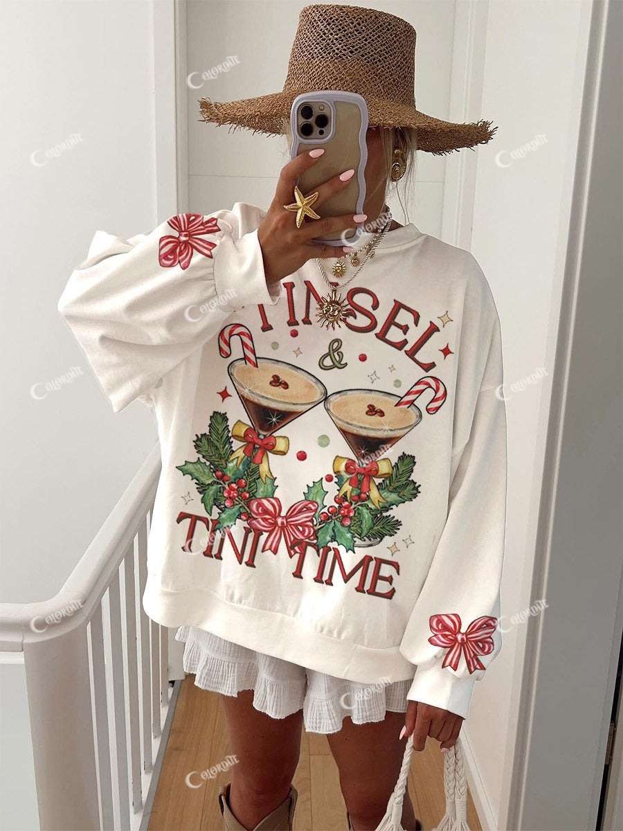 Women's A Tini Bit Merry Christmas Pullover Sweatshirt