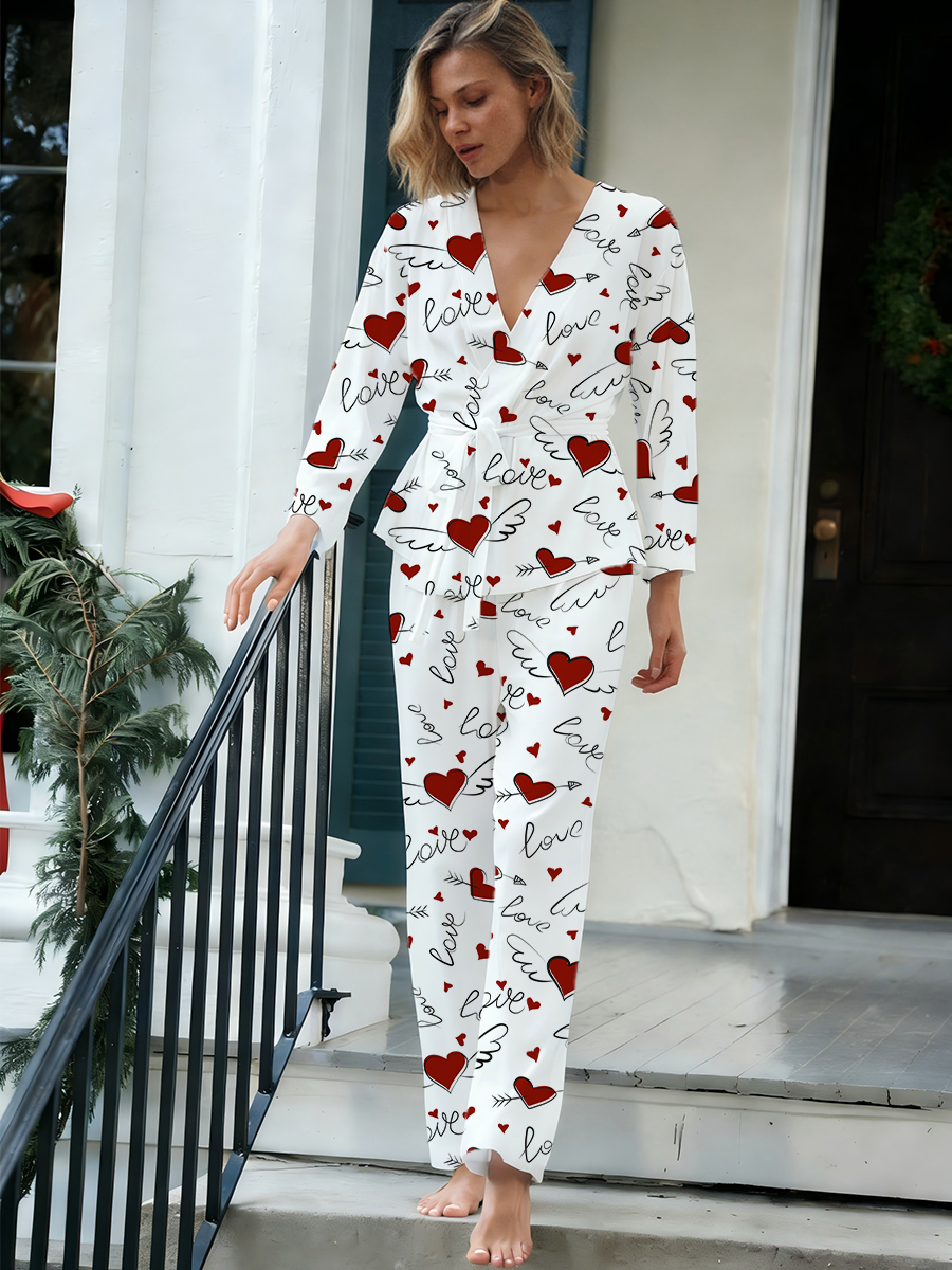 Colordate Blue Floral Print Loungewear Set For Women