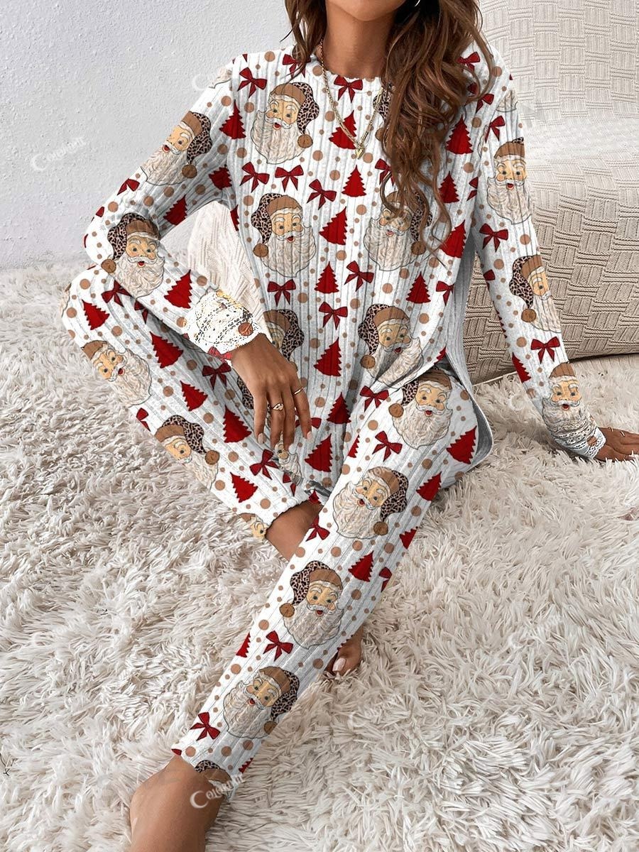Women's Christmas Printed Lounge Long Sleeve Suit