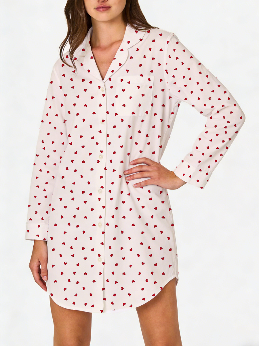 Cute Floral Print Sleep Shirtdress