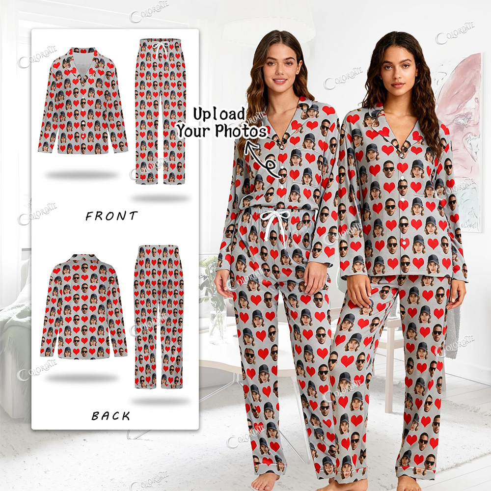 Addcustom Your Photos Woman's Print Home Long Sleeve Suit