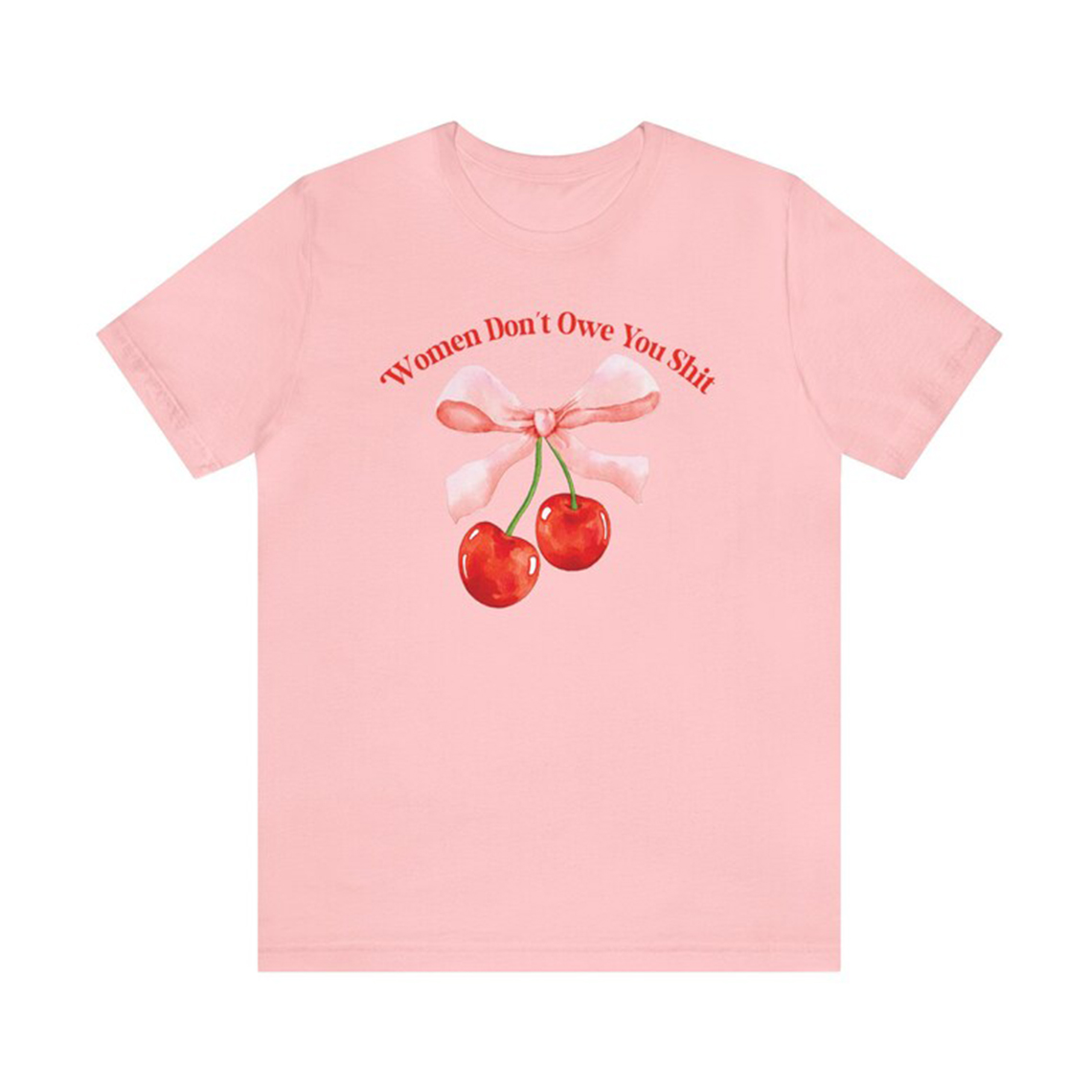 Women's Cherry Print Round Neck Short Sleeve Top