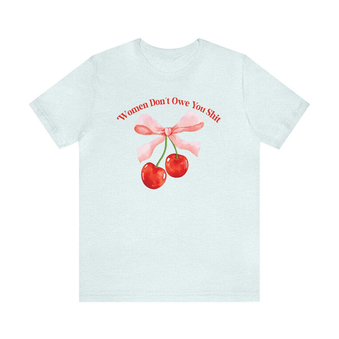 Women's Cherry Print Round Neck Short Sleeve Top