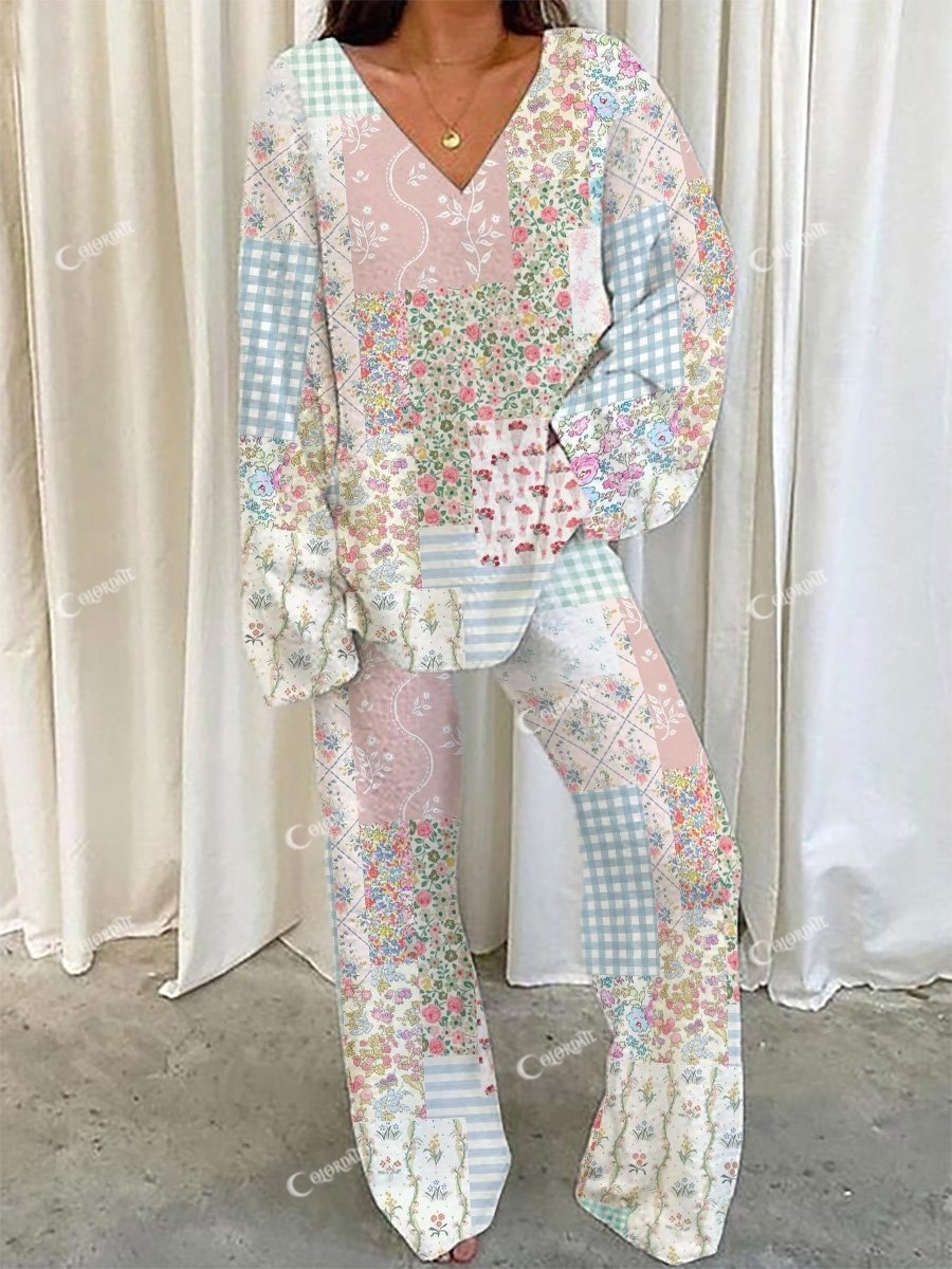 Women's Floral Patchwork Ruffle Cardigan