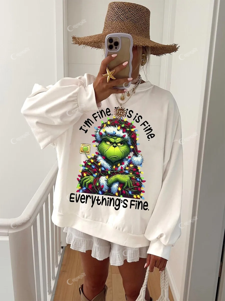 Women's Christmas Grinch Letter Sweatshirt