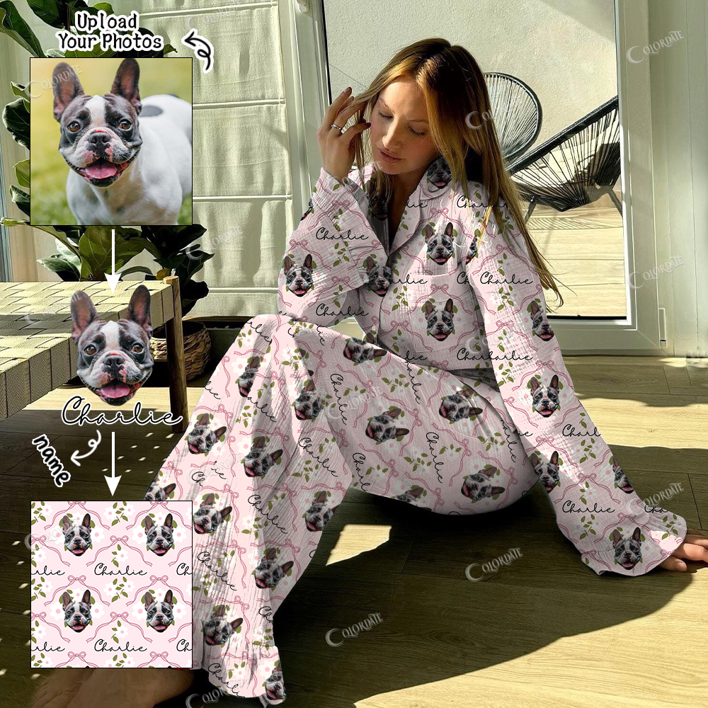 Addcustom Name And Your Photos Women's Bow And Flower Vintage Printed Suit