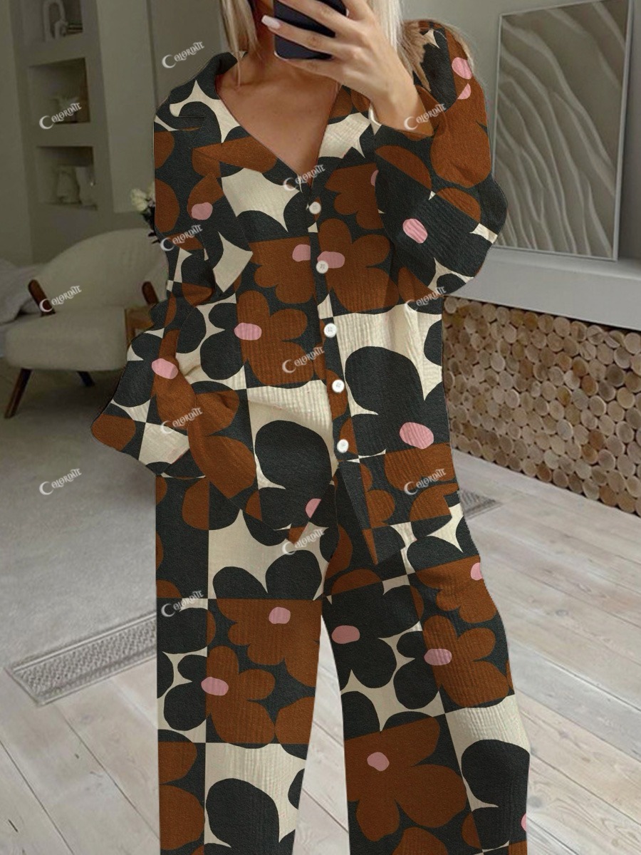 Women's Plaid Floral Pajamas Set