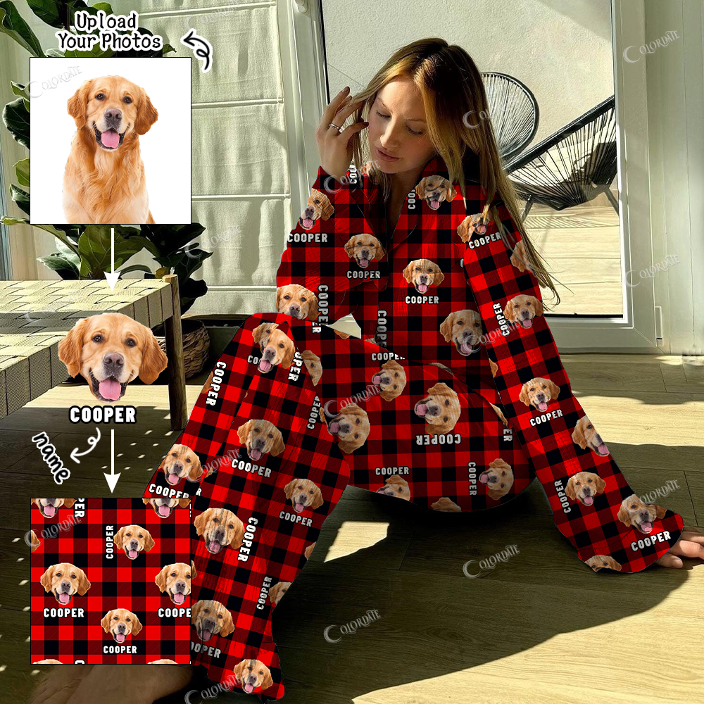 Addcustom Name And Your Photos Women's Red Checkered Vintage Printed Suit
