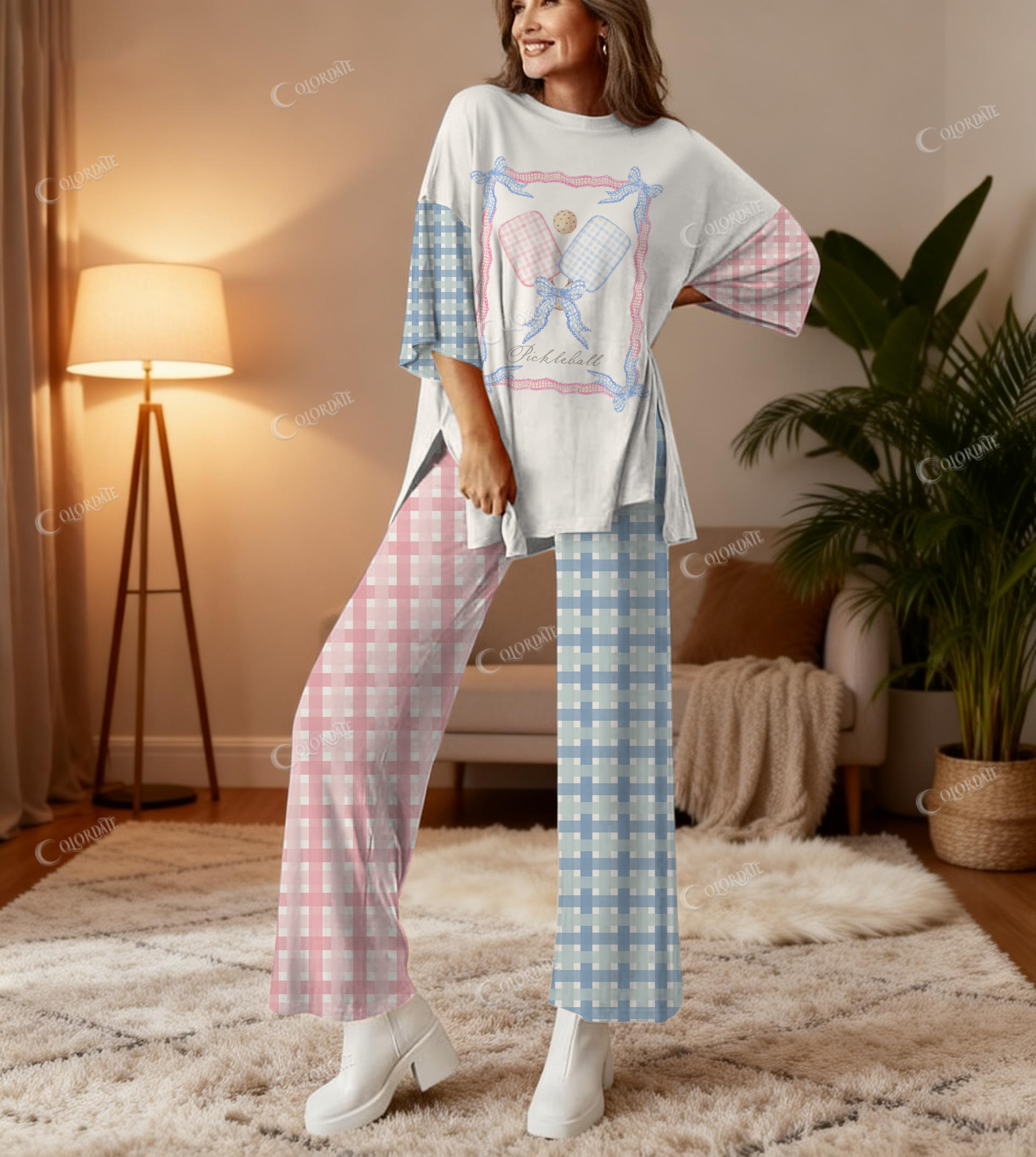 Racket Print Bamboo-Soft Lounge Set Pants