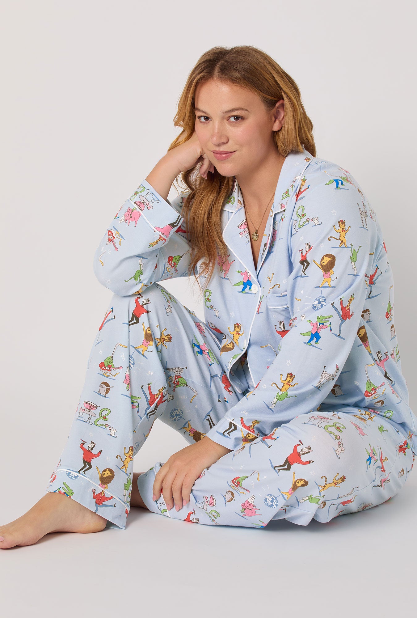 Till The Ball Drops Long Sleeve Classic Satin Pj Set