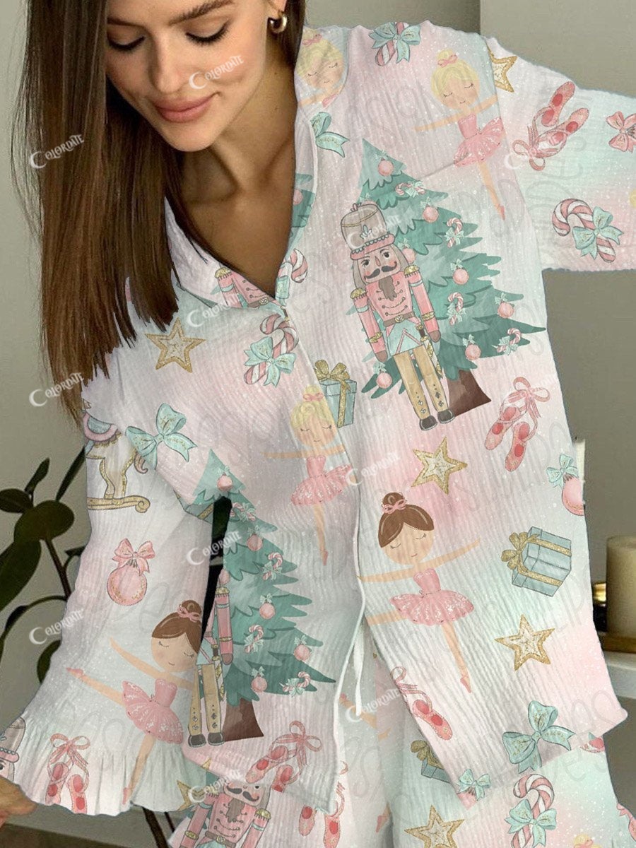 Ladies Christmas Nutcracker Elegant Pajama Set