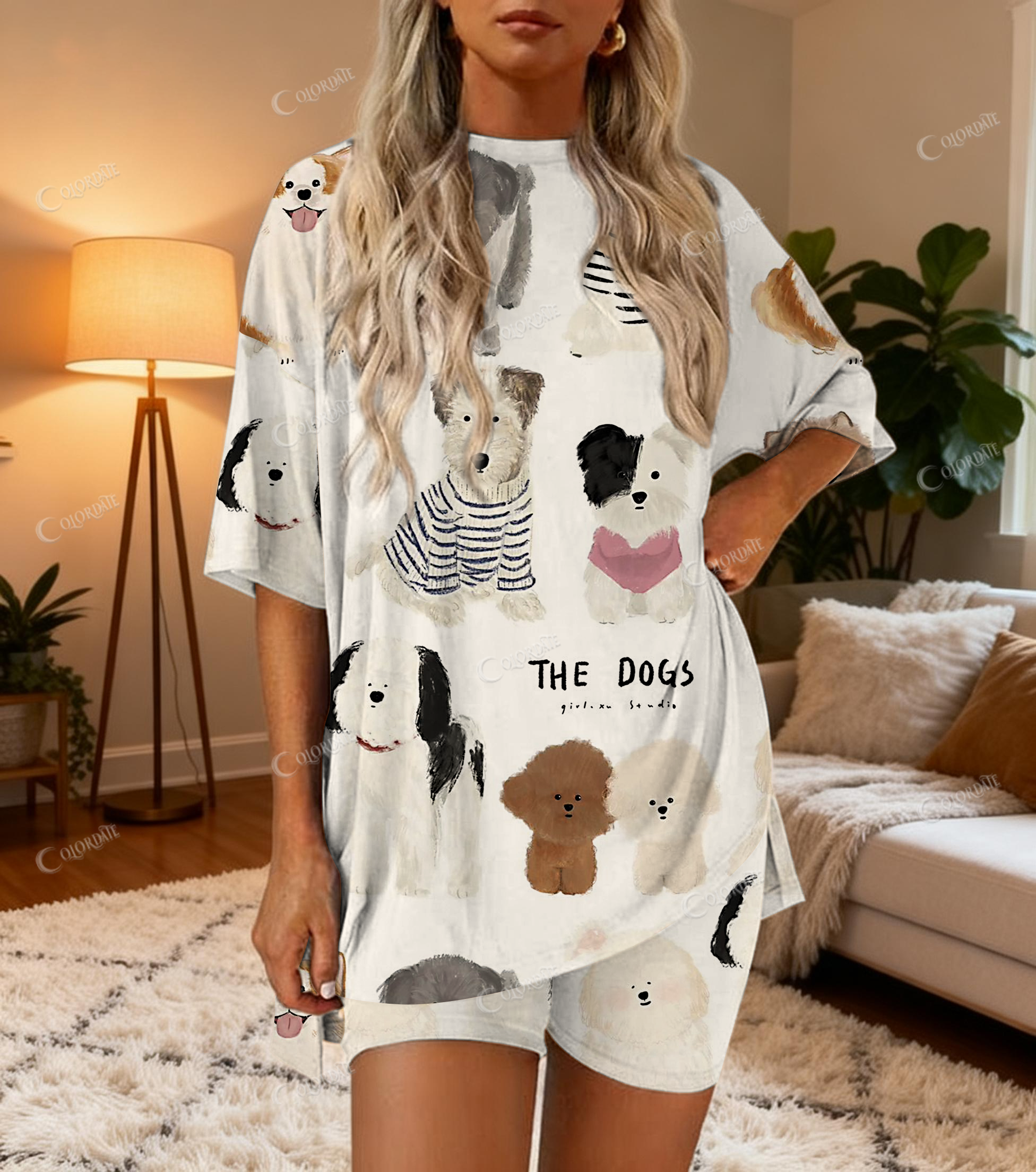 Cute Dog Print Bamboo-Soft Lounge Set