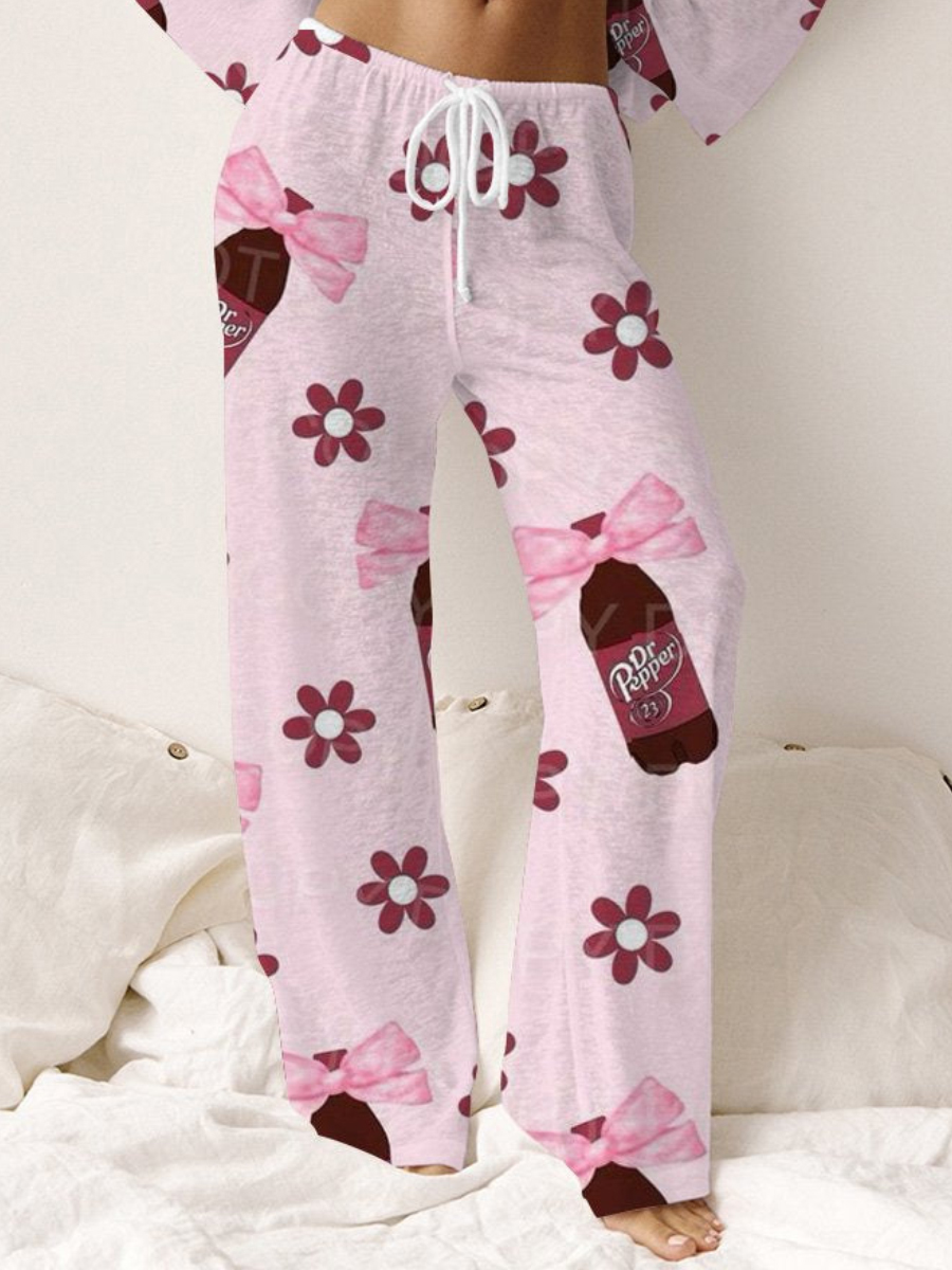 Women's Bow and Dr. Pepper Pink Pajama Set