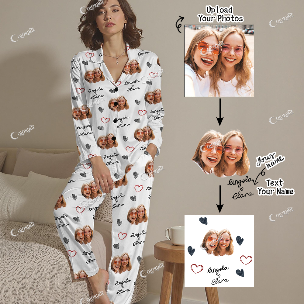 Addcustom Name And Your Photos Woman's Print Home Long Sleeve Suit