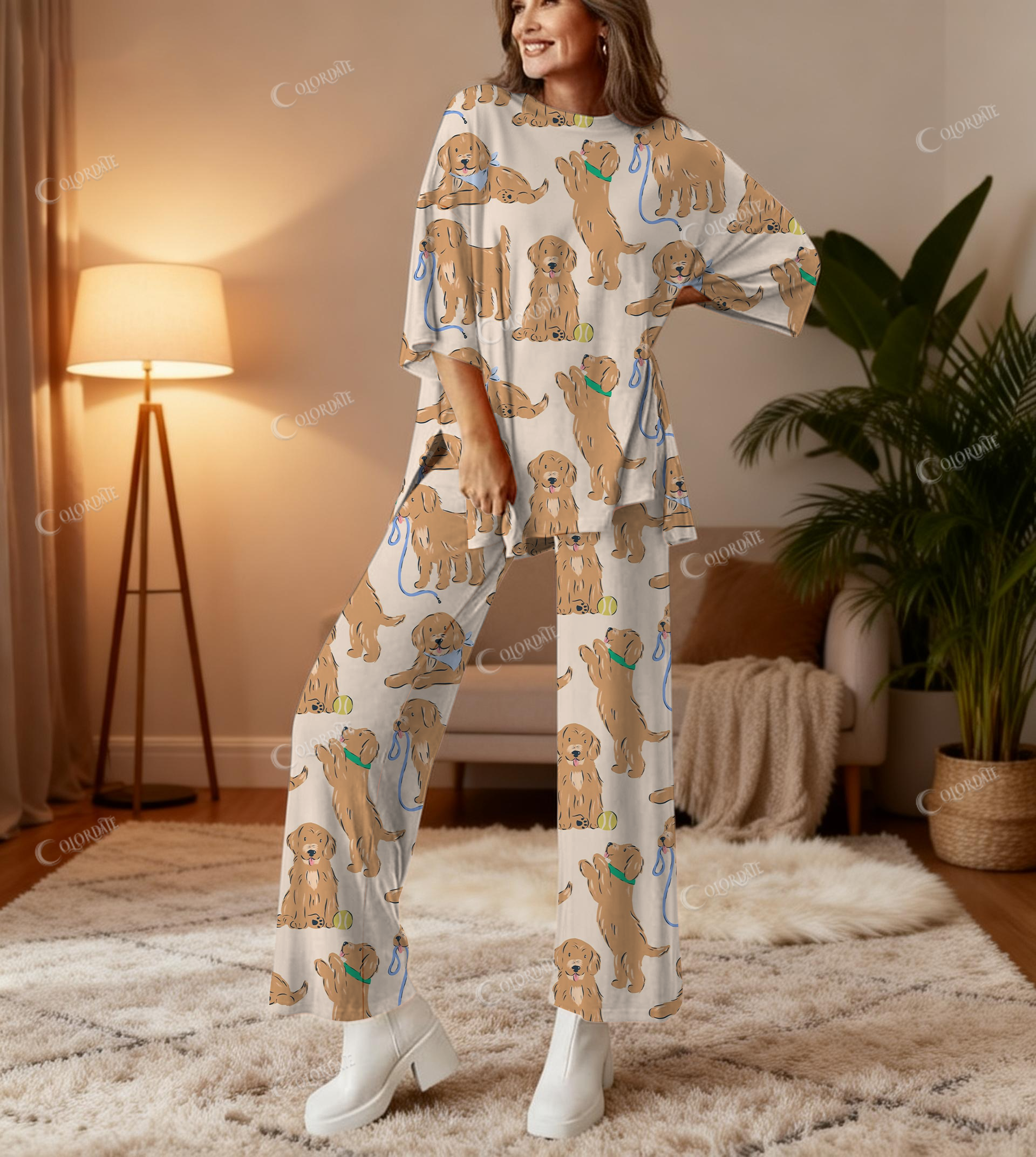 Cute Dog Print Bamboo-Soft Lounge Set Pants