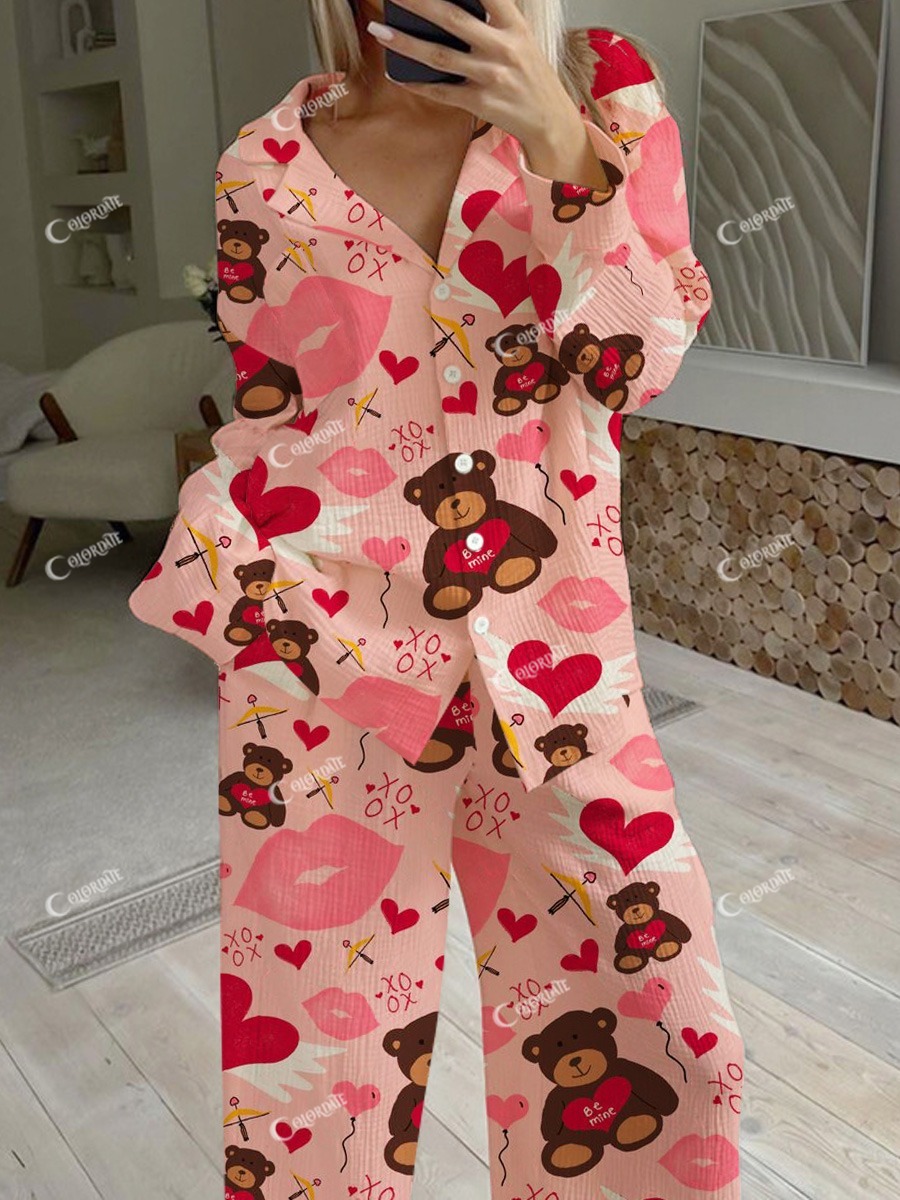 Women's Valentine's Day Cute Bear Pajama Set