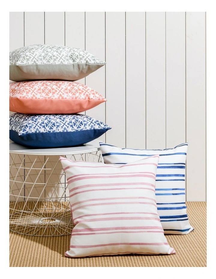 Stripe Printed Outdoor Cushion in Pink