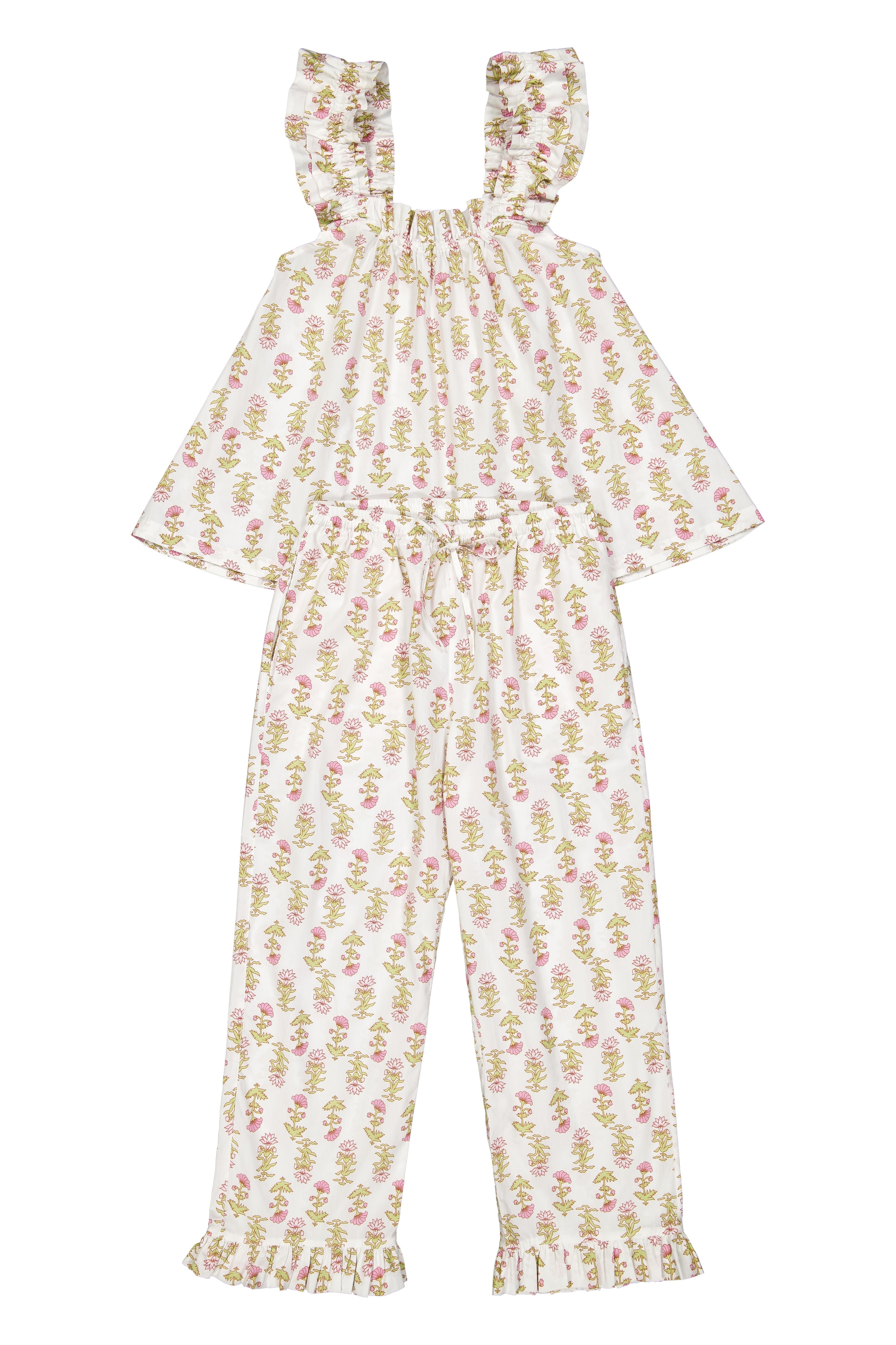 Colordate Lotus Flower Short Tank Top Pants Pajama Set