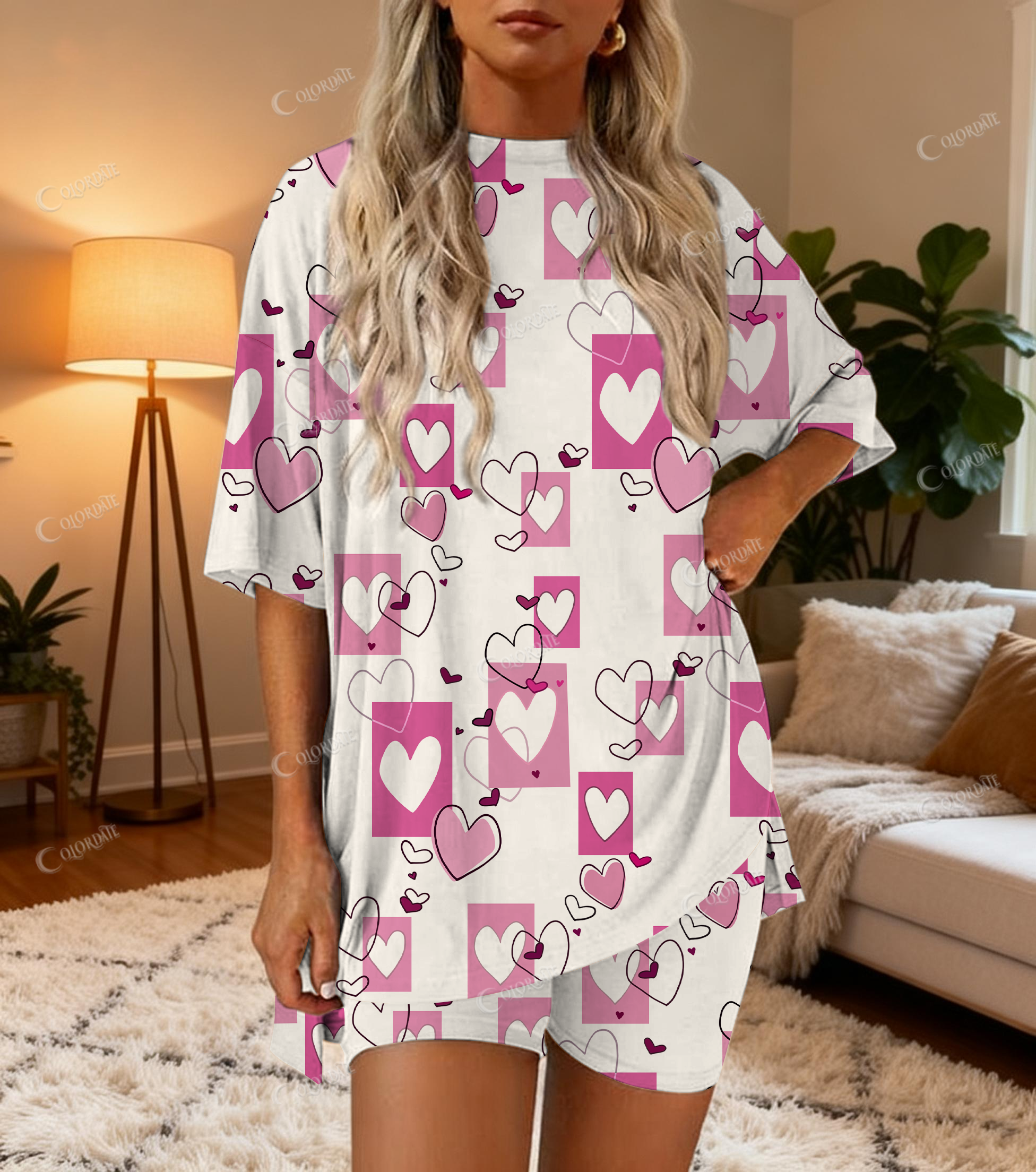 Valentine Heart Print Bamboo-Soft Lounge Set