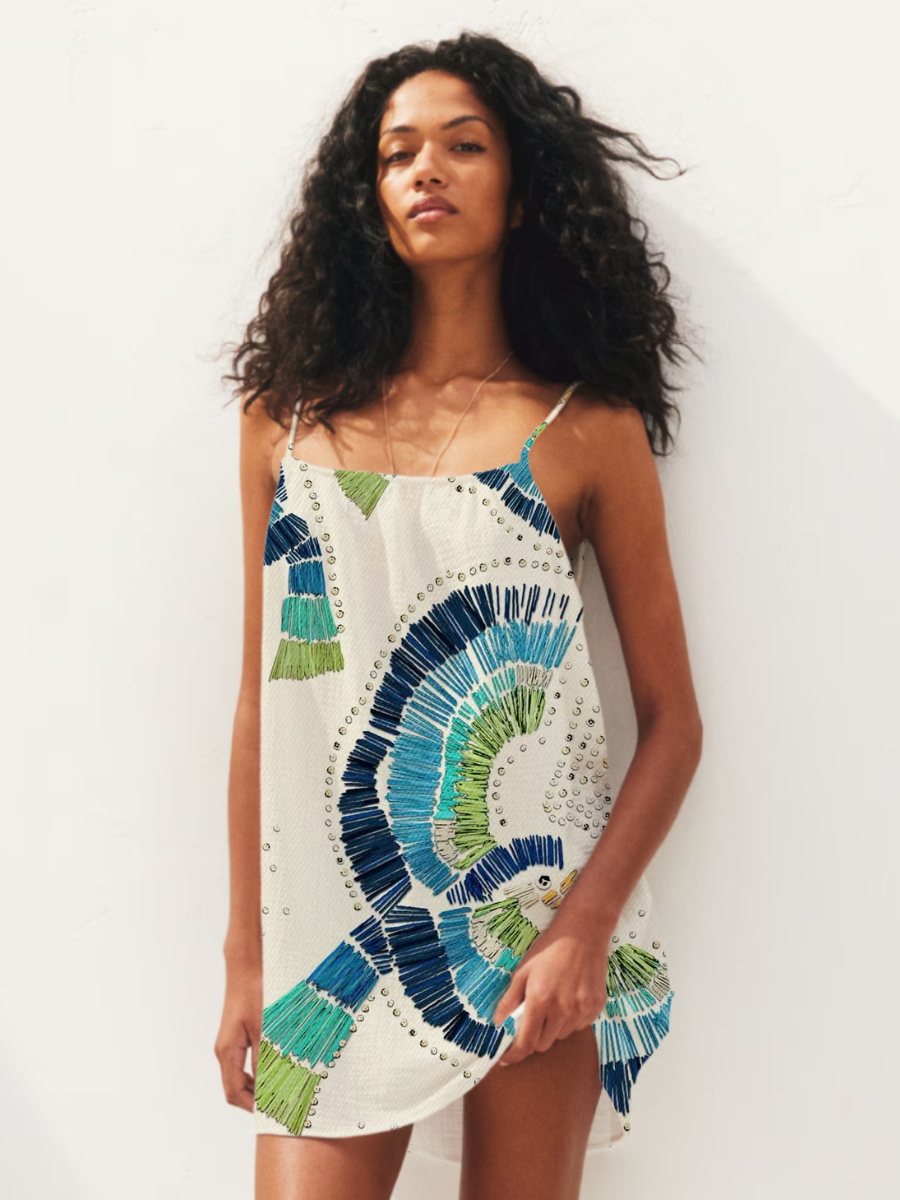 Women's Flying Bird Printed Mini Nightdress