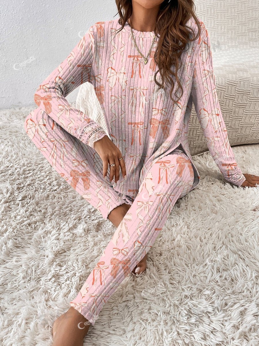 Women's Pink Bow Pajama Set