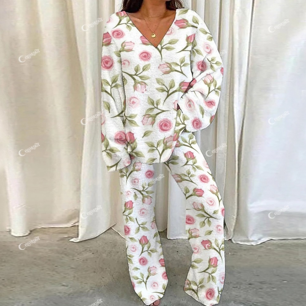 Casual Floral Loungewear Set For Women