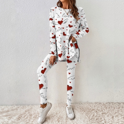 Women's Valentine's Day Love Letter Long Sleeve Suit