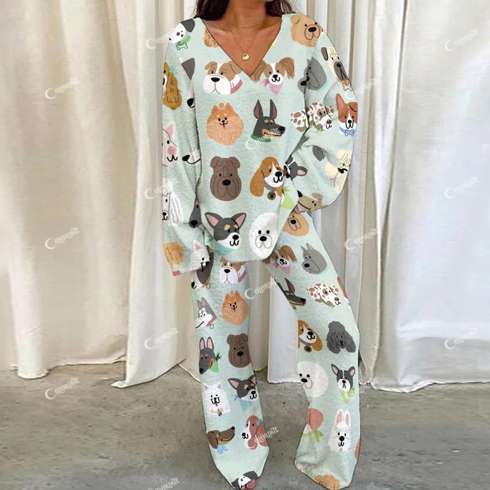 Fun Cartoon Dog Loungewear Set For Women