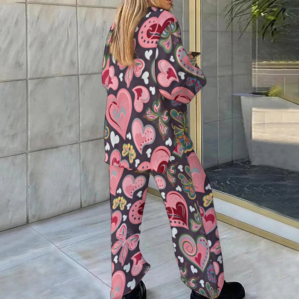 Valentine's Day Heart Art Loungewear Set For Women