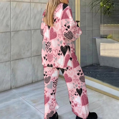 Valentine's Day Heart Loungewear Set For Women
