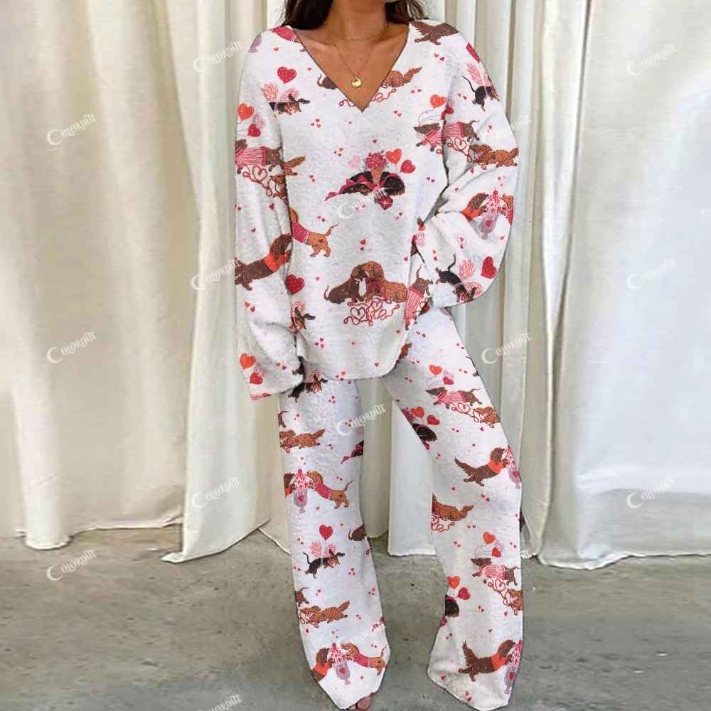 Valentine's Day Dog Fun Loungewear Set For Women