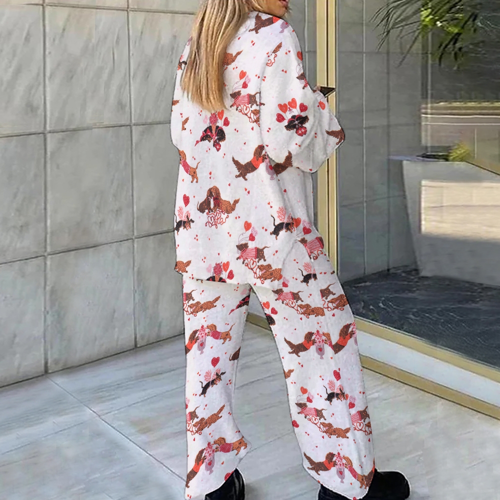 Valentine's Day Dog Fun Loungewear Set For Women