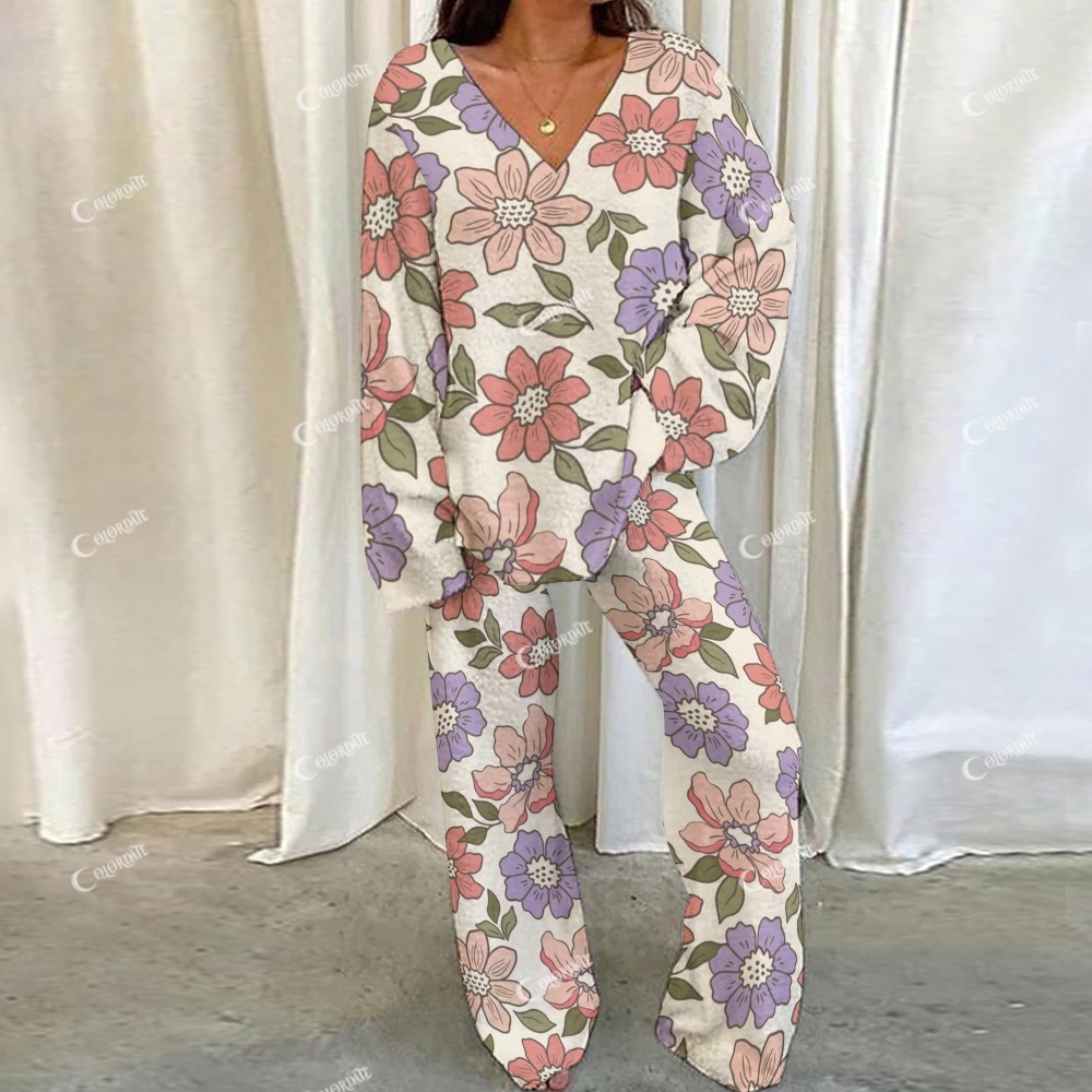 Vintage Flower Loungewear Set For Women