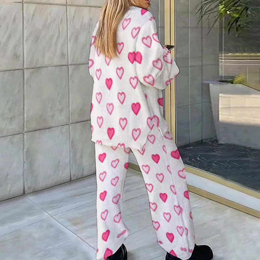 Casual Valentine's Day Love Loungewear Set For Women