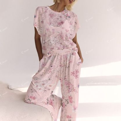 Colordate Pink Floral Ladies  Lounge Suit