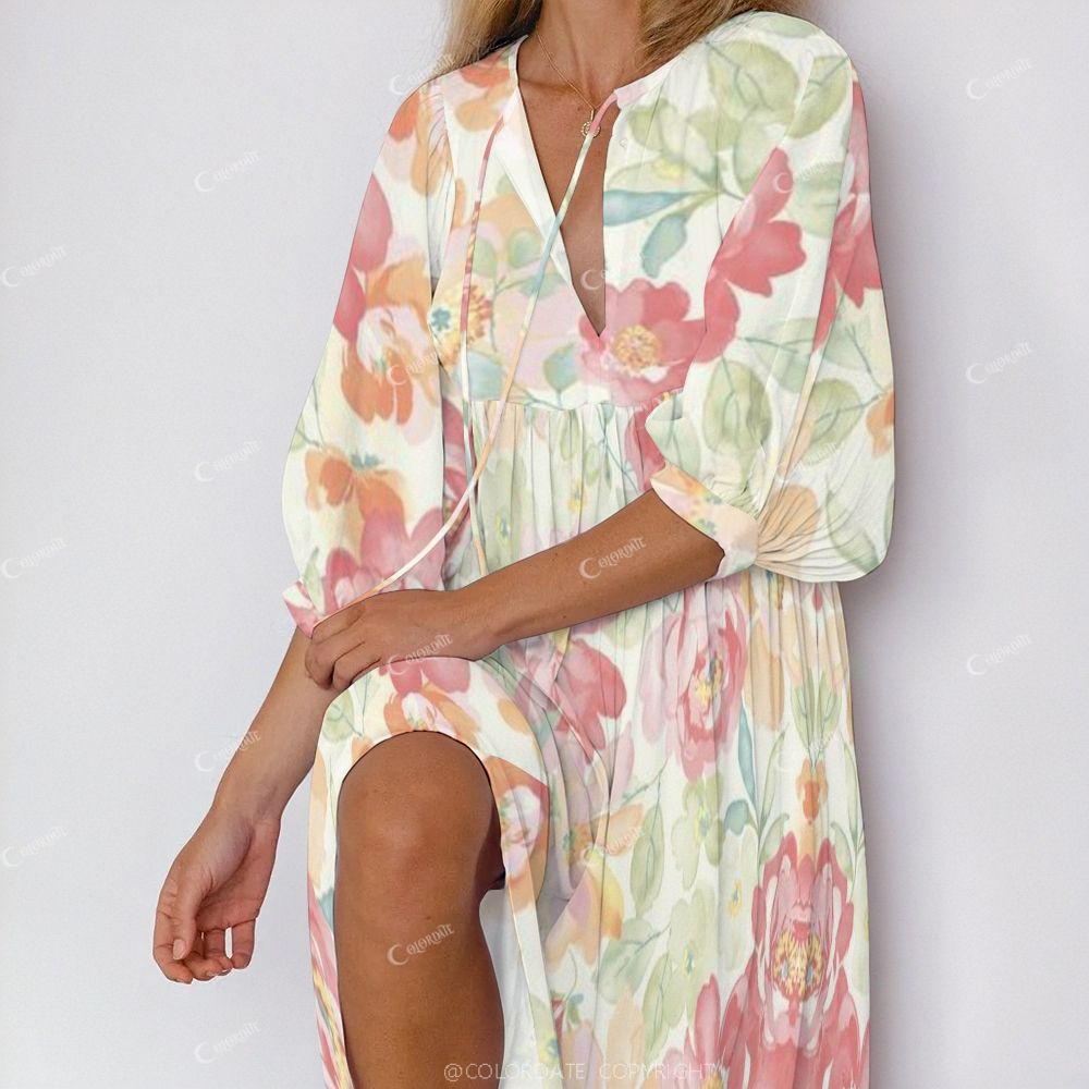 Women's casual colorful floral print nightdress