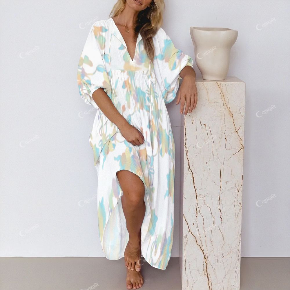 Colordate Women's Diffuse Colorful Flowers Casual Nightdress